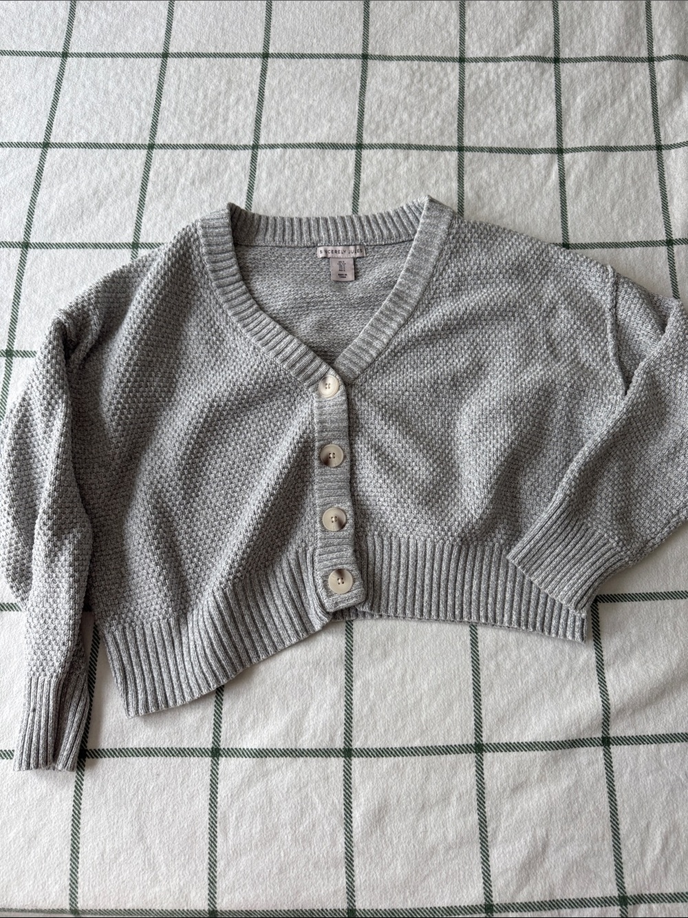 Sincerely Jules Light Gray Cropped Button-Up Cardigan